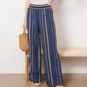 NWT Michael Stars Rosa Blue Striped Pants Size L